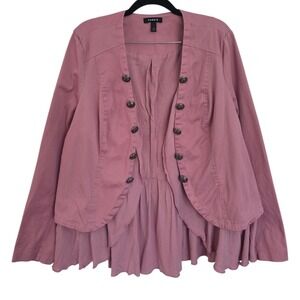 Torrid Stretch Twill Peplum Military Jacket in Foxglove Pink Plus Size 1